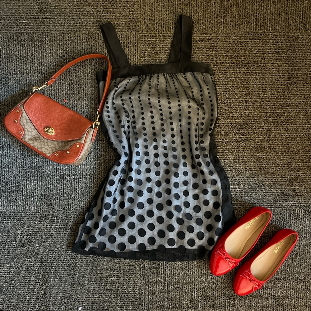 Sheer lined polka dot party dress